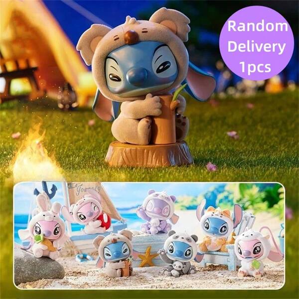 Miniso Neue Disney Lilo & Stitch Tier Party Stitch Blindbox süße Cartoon Tisch Ornamente Auto Figur Puppe Spielzeug Geburtstaggeschenk (Zufällige Lieferung, 1 Stück)