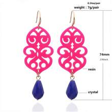 1 对波西米亚风亚克力镂空撞色水晶泪珠耳环，适合女士日常佩戴 - 幾何 - 查看 3