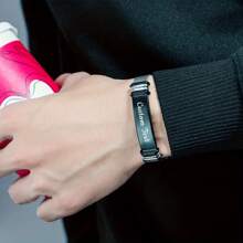 定制雕刻不锈钢男士袖扣和手链套装 - 可调节、防水休闲配饰，适合爸爸、丈夫、男朋友 - 生日、圣诞节、父亲节、个性化、独特礼物创意、特殊场合的完美礼物 - 彩色 - 查看 9
