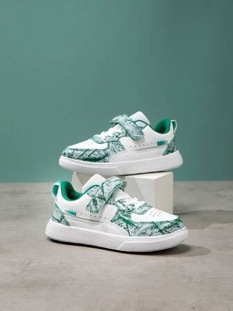 1 双儿童运动鞋，透气弹力柔软减震速干轻便防水防滑耐磨混合材质鞋面，男女童休闲街头风格运动鞋