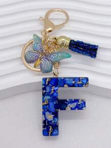 1 件树脂字母钥匙扣，首字母汽车钥匙扣，包包钱包吊饰钥匙扣，可爱多彩，字母标签，适合女孩礼物纪念品汽车配件包饰学院风哥特风 Y2k - 寶藍色 - 查看 6