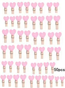 20pcs/50pcs/100pcs Red Heart Love Wooden Clothes Photo Paper Peg Pin Mini Clothespin Postcard Clips Home Wedding Valentine's Day Decorati