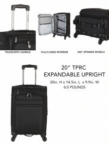 TPRC Lexington 20" Rolling Expandable Carry-On 4-Wheel Spinner Luggage - Purple - Black - View 4