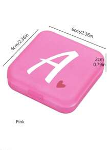 1pc Pink Love White Letter A-Z Pattern Cute And Portable Pill Box, Travel Pill Box, Large Pill Storage Device 4 Times A Day, Large Vitamin Daily Medication Storage Device, Large Pill Container, Medication Dispenser (Pink) - Perfect For Organizing Medication Anytime, Anywhere
