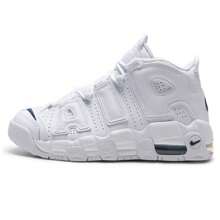 Nike รองเท้าบาสเก็ตบอล AIR MORE UPTEMPO (GS), ระบบลดแรงกระแทก, ฟิตเนสฝึกกีฬาเยาวชน DH9719-100 - สีขาว/กรมท่าเข้ม - ดู 1