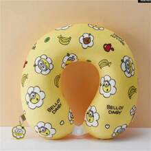 Miniso Almohada en forma de U de espuma de memoria con diseño de Minions y Margaritas, almohada de viaje transpirable, almohada de siesta con diseño de dibujos animados, suave almohada para avión