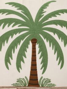 Miater Coconut Tree Embroidered Cushion Cover, Velvet Summer Decorative Pillow Case For Living Room, Bedroom