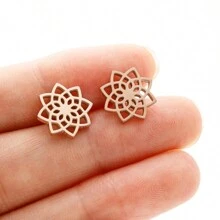 1 Pair Of Seed Of Life Mandala Stud Earrings - Stainless Steel, Geometric Floral Design For Women Earrings - Perfect For Everyday Wear With Spiritual Jewelry