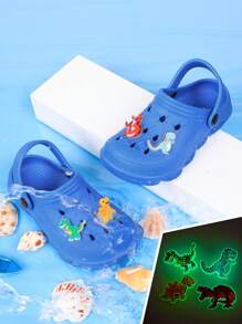 Fashionable Versatile Kids Fluorescent Dinosaur Accessory Clogs, Lightweight Suitable For Outdoor Wear - Royal Blue - View 3
