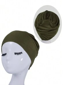 1 Peça Boné de Lã Feminino em Cor Sólida, Semelhante a Seda, de Algodão Macio, Gorro Elástico e Sem Costura, Multicolorido e Resistente a Bolinhas