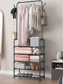 1pc Portable Closet Organizer, 23.62 Inch Wide, Multi-Functional With Clothes Rail, Hat Rack, Shoe Rack, Storage Shelves, For Living Room, Bedroom, Study, Office, Great Holiday & Christmas Gift