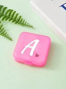 1pc Pink Love White Letter A-Z Pattern Cute And Portable Pill Box, Travel Pill Box, Large Pill Storage Device 4 Times A Day, Large Vitamin Daily Medication Storage Device, Large Pill Container, Medication Dispenser (Pink) - Perfect For Organizing Medication Anytime, Anywhere