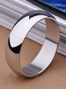 1pc Classic Silvery 6MM Stainless Steel Band Ring, Minimalist Design, Elegant Unisex Jewelry Gift For Wedding And Anniversary