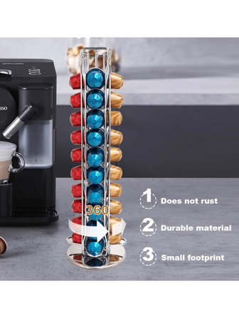 Portacapsule per caffè che risparmia spazio in cucina. Il portacapsule per caffè può ruotare e contenere 40 capsule. Adatto per cucine, uffici, caffetterie, accessori bar per il caffè e accessori da cucina per il rientro a scuola