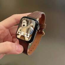 1 Pc Thin Leather Loop Compatible With Apple Watch Band For Women Sport 38mm 40mm 41mm 42mm 44mm 45mm 46mm 49mm , Bands Compatible With Apple Watch Strap Series Ultra 10/9/8/7/6/5/4/3/2/ - Coffee Brown - View 4