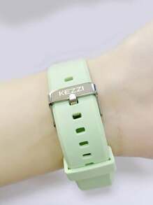 KEZZI 1 pieza Reloj de cuarzo de silicona unisex con correa a la moda, colores negro, blanco, rosa, verde, elegante por KEZZI