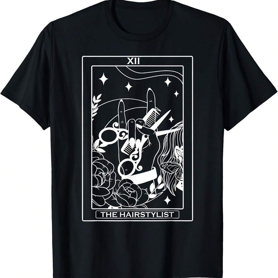 The Hairstylist Tarot Card Hairdresser Salon Hair Stylist T-Shirt - Black - View 1