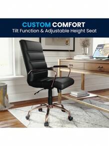 Furniture Silla de Oficina con Respaldo Medio - Silla de Escritorio Ejecutiva de Polipiel Blanco – Silla de Ordenador con Base Cromada y Reposabrazos