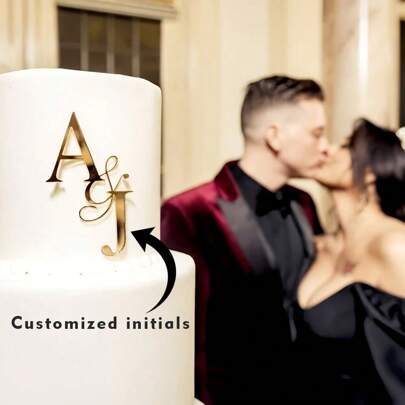 1pc Customized Acrylic Wedding Cake Topper, Personalized Initial Cake Decoration, Suitable For Wedding, Engagement Cake Decoration,Customized Cake Tags,Easy Comfort,Xmas Decoration,For Housewarming