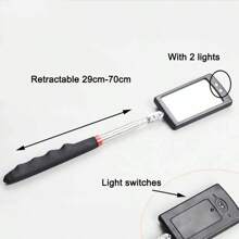 360° Inspection Mirror LED Light Telescoping Mirrors Extend Mechanic Tools Inspection Mirror Telescopic Handle Repairing Tools - Màu be - Xem 4