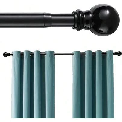 Curtain Rod 32 To 52 Inch - 1 Inch Heavy Duty Black Curtain Rods Blackout Curtains, Adjustable Small Window Curtain Rod Bedroom, Kitchen, Bathroom, Cafe Curtains, Valances2025