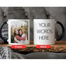 Customized Photo Mug For Grandma, Personalized Photo Mug For Grandma, Photo Mug For Mom, Mug With Photo And Text, Personalized Photo Coffee Cup, Photo Mug, Customized Name Mug - Black - View 3