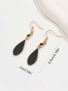 1 Pair Of Fashionable And Versatile Black Oil Drop Pendant Earrings, Suitable For Women's Daily Wear And Party Accessories (Minor Color Difference Is Normal)