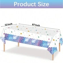 1pc Mermaid Party Tablecloth Set, Mermaid Scale Design Disposable Tablecloth For Birthday, Banquet, Holiday, Party And More - Multicolor - View 8