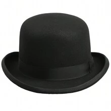 Men Women Felt Bowler Hat Classic Party Hats Lightweight Derby Fedora Hats Costume Accessories - 黑色 - 查看 1