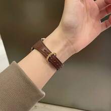 1 Pc Thin Leather Loop Compatible With Apple Watch Band For Women Sport 38mm 40mm 41mm 42mm 44mm 45mm 46mm 49mm , Bands Compatible With Apple Watch Strap Series Ultra 10/9/8/7/6/5/4/3/2/ - Coffee Brown - View 6