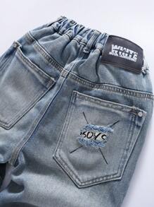 Boys' Ripped Distressed Denim Jeans, Casual All Season Pants For Toddler & Big Kids