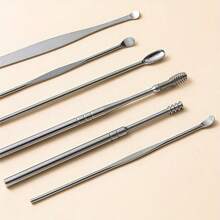 6pcs Stainless Steel Ear Pick Set - Ear Wax Removal Tool, Ear Cleaning Tool, Earwax Removal Set, Portable Storage Leather Case - For Men & Women - Suitable For Travel & Business - Perfect Gift For Hygiene - 綠色 - 查看 4