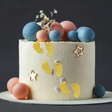 6 件亚克力脚印蛋糕装饰 - 性别揭示淋浴蛋糕装饰小脚设计用于派对纸杯蛋糕和甜点 - 适用于淋浴和性别揭示 - 非常适合节日庆祝活动