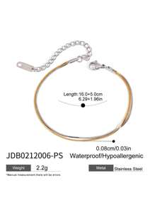 Uworld 1 pièce Bracelet de base multicouche en acier inoxydable plaqué or 18 carats à motif d'os de serpent, simple et à la mode. Convient pour un port quotidien, le travail, l'école, les fêtes, les vacances, les festivals, etc.