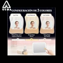 YUDA YUDA Bolsa de maquillaje para viaje con espejo, gran capacidad, caja de almacenamiento de cosméticos, bolsa de maquillaje portátil para viaje con espejo con luz LED, accesorios de maquillaje para bolsa de almacenamiento de viaje, bolsa de maquillaje, bolsa de cosméticos, organizador de vacaciones, organizador de maquillaje de gran capacidad, estuche de maquillaje, para lápiz labial, brochas, cuidado de la piel, teléfono móvil, monedas, artículos pequeños, para uso en el hogar, regalo, vacaciones y festivales de Halloween, Navidad, multiusos
