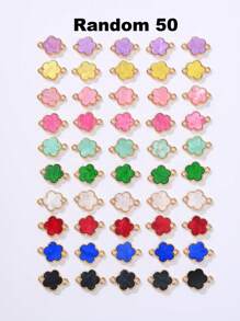 5/10/20/30/50/100/200/300/400/500 piezas Colgante con flor de cuatro hojas elegante de varios colores con dos agujeros, apto para hacer collares, pulseras, pendientes, llaveros, charms de teléfono, joyería de regalo para parejas