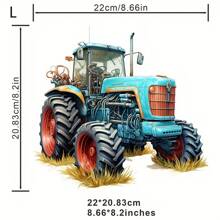 1pc/2pcs/3pcs Labor Day Blue Farm Tractor Heat Transfer Stickers For Men, Suitable For Sweaters, T-Shirts, Pillows, Bags, Shoes, Hats