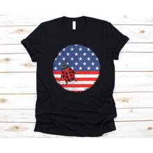 Round US Flag Ladybug Shirt, Ladybug Collector Gift, Lady Bug Lovers, US Flag, 4th Of July, Independence Day, An Flag, Bug Collector