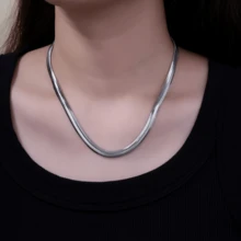 925 Silver Fashionable Round Snake Bone Necklace, Width 6MM, Suitable For Daily Wear And Gift Giving - White - View 1