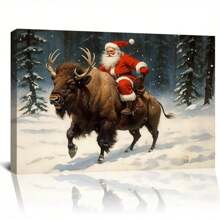 Framed Christmas Reindeer Canvas Wall Art Christmas Mural Wall Decor Christmas Reindeer Wall Art Christmas Reindeer Picture Art Poster Vintage Winter Holiday Poster Painting Christmas Gift Holiday Wall Decor