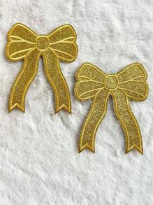 彩色闪光刺绣熨烫蝴蝶结补丁，情人节闪亮蝴蝶结补丁，适用于卡车司机帽、牛仔裤、衬衫、夹克和包包，可爱的 DIY 服装配饰装饰补丁