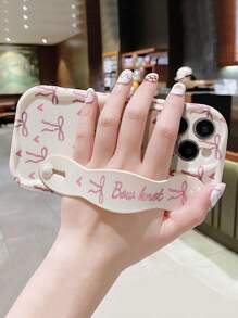 1pc Fashionable Bow-Knot Printed Thick Shockproof Phone Case With Kickstand, Compatible With Apple & Series Waterproof Anti-Fall Scratch Resistant