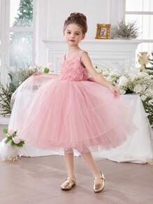 Young Girl Tulle Flower Girl Dress, Easter Dress, Princess Dress Fit For Baby Birthday Party, Wedding, Ball, Festival Occasions