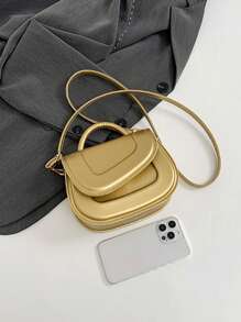 1pc Fashionable And Textured, Stylish Solid Color Embossed Shoulder Bag, Popular And Fashionable Crossbody Handbag Saddle Bag, Casual And Aesthetic Handbag, Simple And Fashionable Niche Solid Color Shoulder Crossbody Saddle Bag, Pu Material Magnetic Buckle Closure, Suitable For Girls To Go Out Shopping, Daily Use, Giving Gifts To Friends Is The Best Choice, A Must-Have Fashion Item - Saddle Bag - View 9