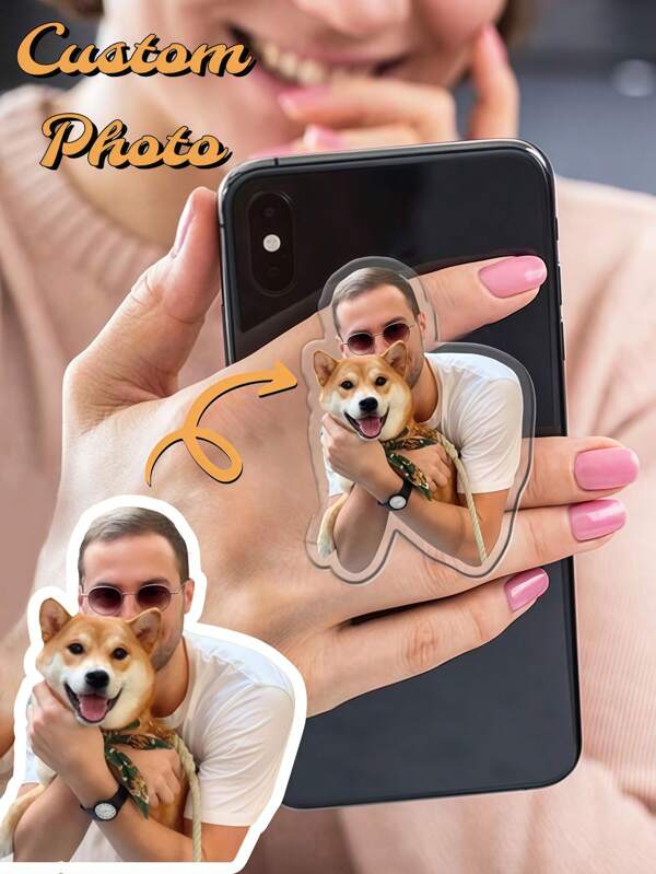 Personalized Customized Mobile Phone Airbag Holder, Customized Face Holder, Customized Pet Holder, Personalized Mobile Phone Accessories, Customized Photo Holder, Fashionable, Colorful, Cute Phone Charm Stylish,Colorful,Vintage,Cute,Contracted,Funny,Kawaii Custom,Personalized,Unique,Customized Ideal Gifts For Him,Ideal Gifts For Her Boyfriend,Girlfriend,Family,Friends,Grandparents,Couple For Anniversaries,Customized Phone Holder,Street Casual Chic,2025 Halloween Accessories