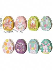 1 Peça Lata de Doces de Coelho da Páscoa no Estilo de Desenho Animado, Caixa de Presente de Lata de Ovo Plano de Coelho Decoração de Páscoa, Caixa de Doces, Caixa de Presente de Feriado, Fofa Caixa de Doces de Coelho da Páscoa, Itens Decorativos para Feriado de Páscoa, Organizadores e Armazenamento Domésticos, Acessórios Domésticos - Multicolorido - Visão 7