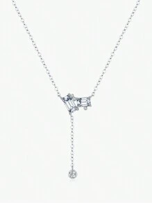 MODIAN 925 纯银精致矩形透明 CZ 链套索 Y 形吊坠项链女士精美珠宝