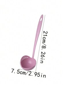 2 件装小麦秸秆塑料滤勺，耐热厨房汤勺，长柄火锅滤网 - 彩色 - 查看 2