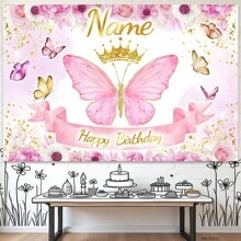 (Customized) Personalized Name, Elegant Butterfly Decorated Background, Polyester Material, Suitable For Wedding Anniversary, Birthday Party, First Photography Background, Ornamental,Reusable,Multi-Functional,Stylish,Exquisite,High-Quality,Colorful,Cartoon,Cute,Custom,Personalized,Unique,Ideal Gifts For Him,Ideal Gifts For Her,Her,Boyfriend,Girlfriend,Dad,Mom,Family,Friends,Son,Daughter,School Students,Workers,Kids,Office,Tea Room,School,Home