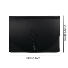 1 件带空白标签的可扩展文件夹，带可扩展封面的桌面折叠式文件整理器，信纸/A4 纸文件收纳袋，黑色